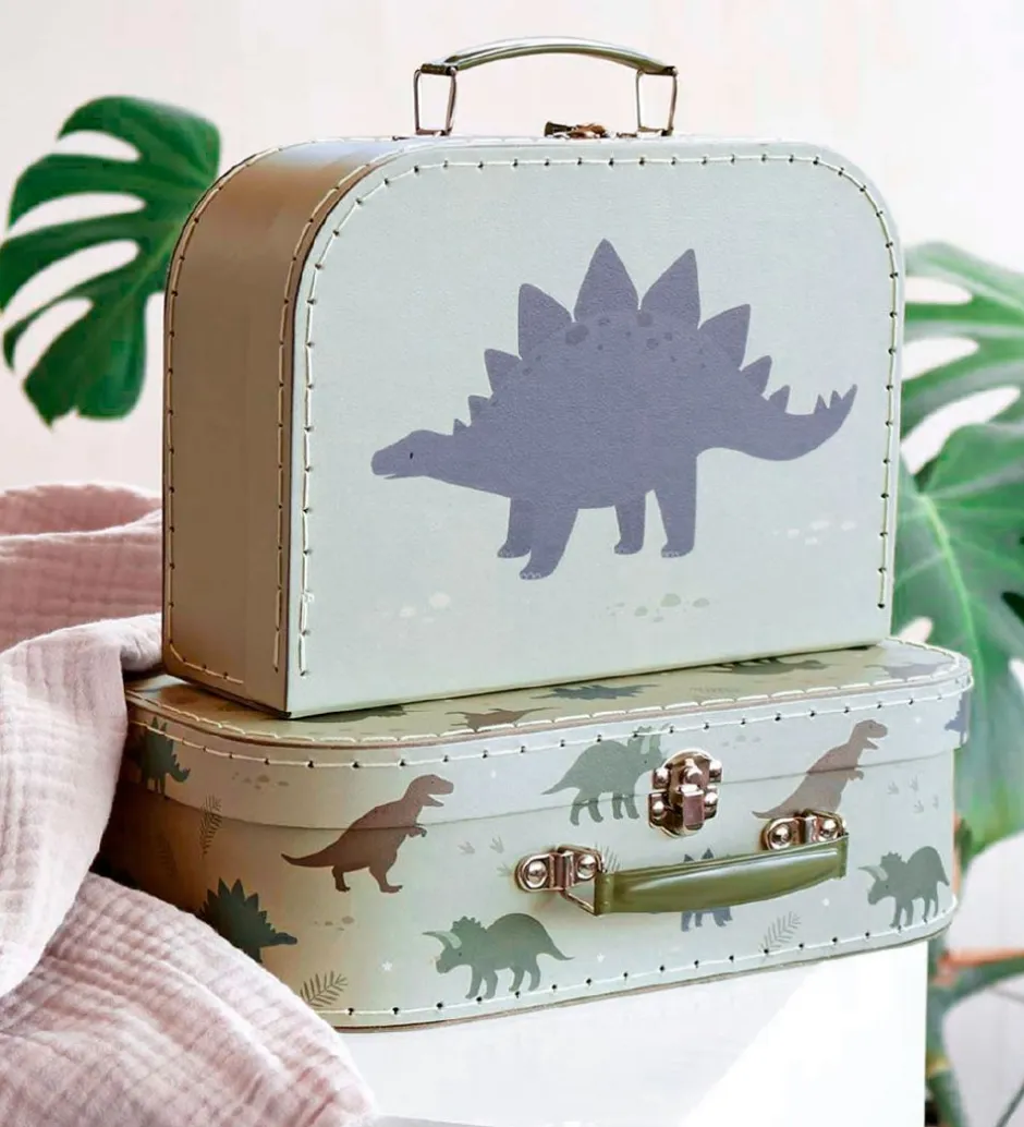 Kuffertsæt - 2 stk - 29x25,5 cm - Dinosa>A Little Lovely Company Discount