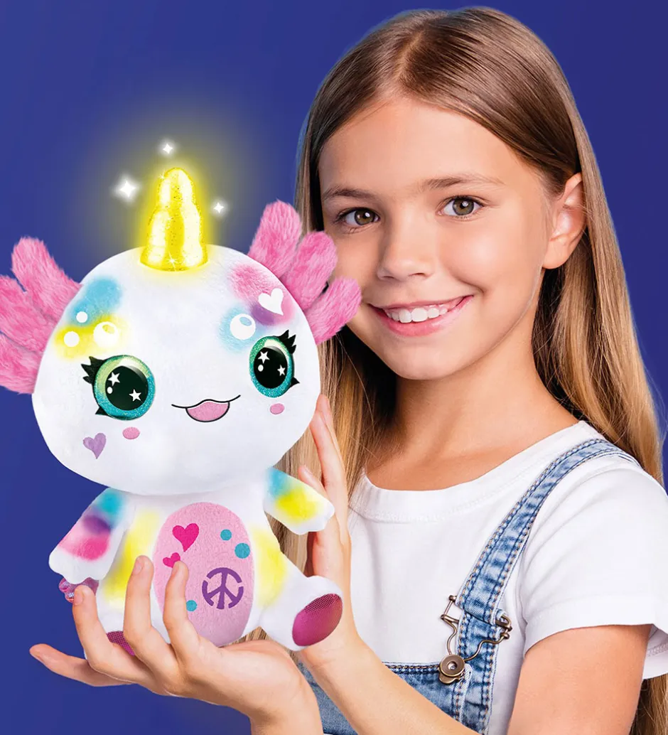 Bamse m. Lys - 27 cm - Axolotl Enhjørning>Airbrush Plush