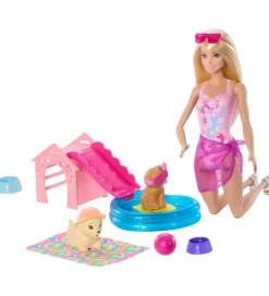 Dukkesæt - 30 cm - Puppy Pool Party Aloha Blonde>Barbie Discount