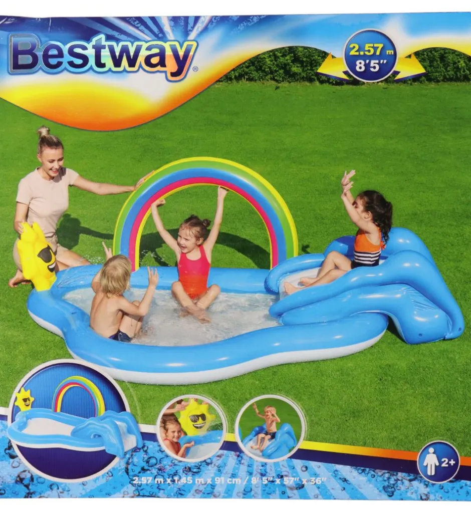 Legebassin - Rainbow N' Shine - 2.57mx1.45mx91cm>Bestway Clearance
