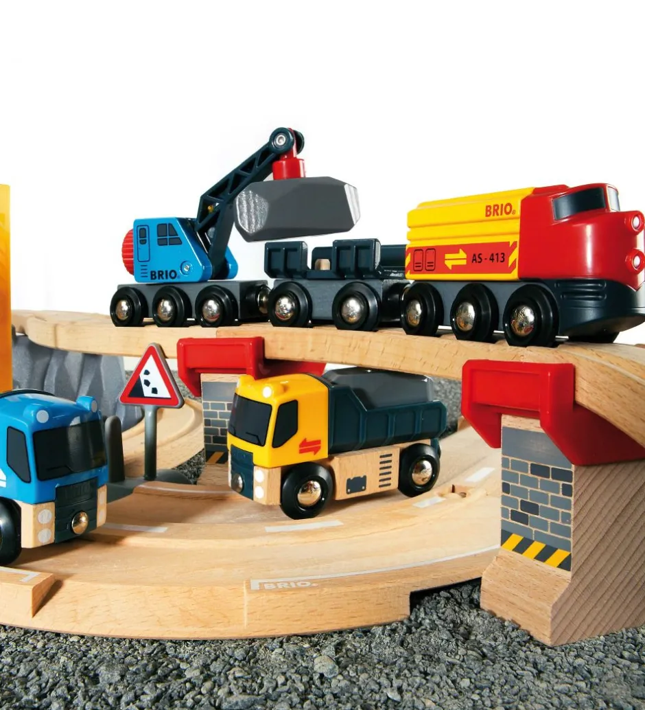 Tog- Og Vejbane Lodsesæt - 32 dele - Grå/Træ 33210>BRIO New