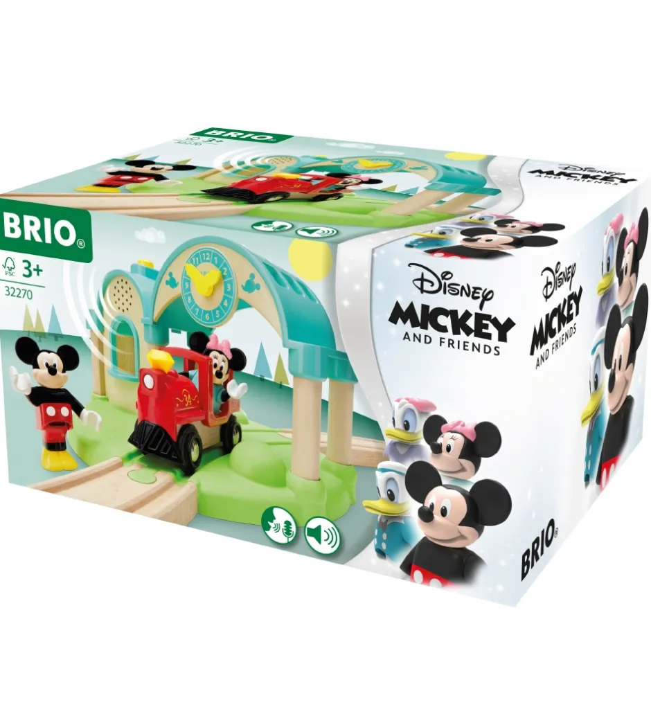 Togstation m. Mickey Mouse - 4 Dele - Lydoptager 32270>BRIO Clearance