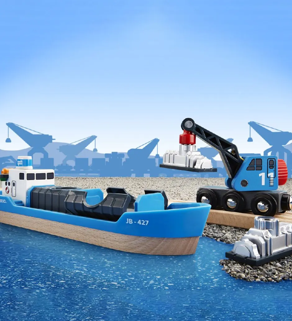 World Fragtskib og Kran - Blå 33534>BRIO Sale