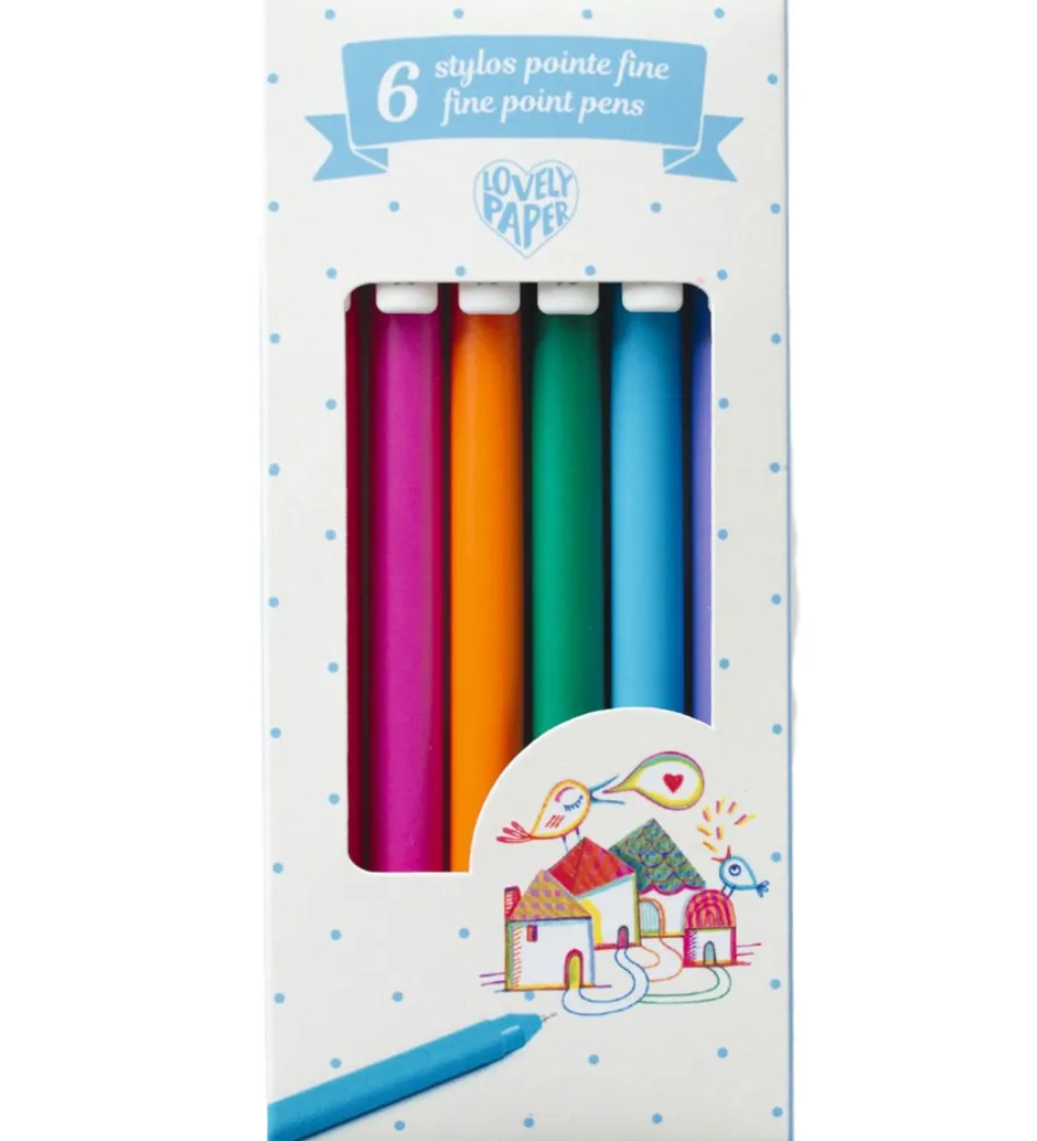 Kuglepenne - 6 stk. - Gel - Pointe Fine 0,7>Djeco New