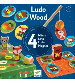 Spil - 4-i-1 - Ludo Wood>Djeco Clearance