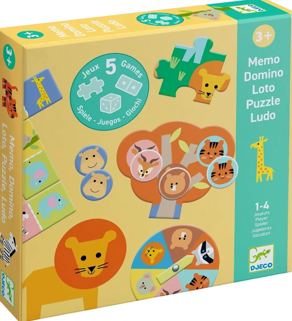 Spil - 5-i-1 - Wild Animals>Djeco Hot