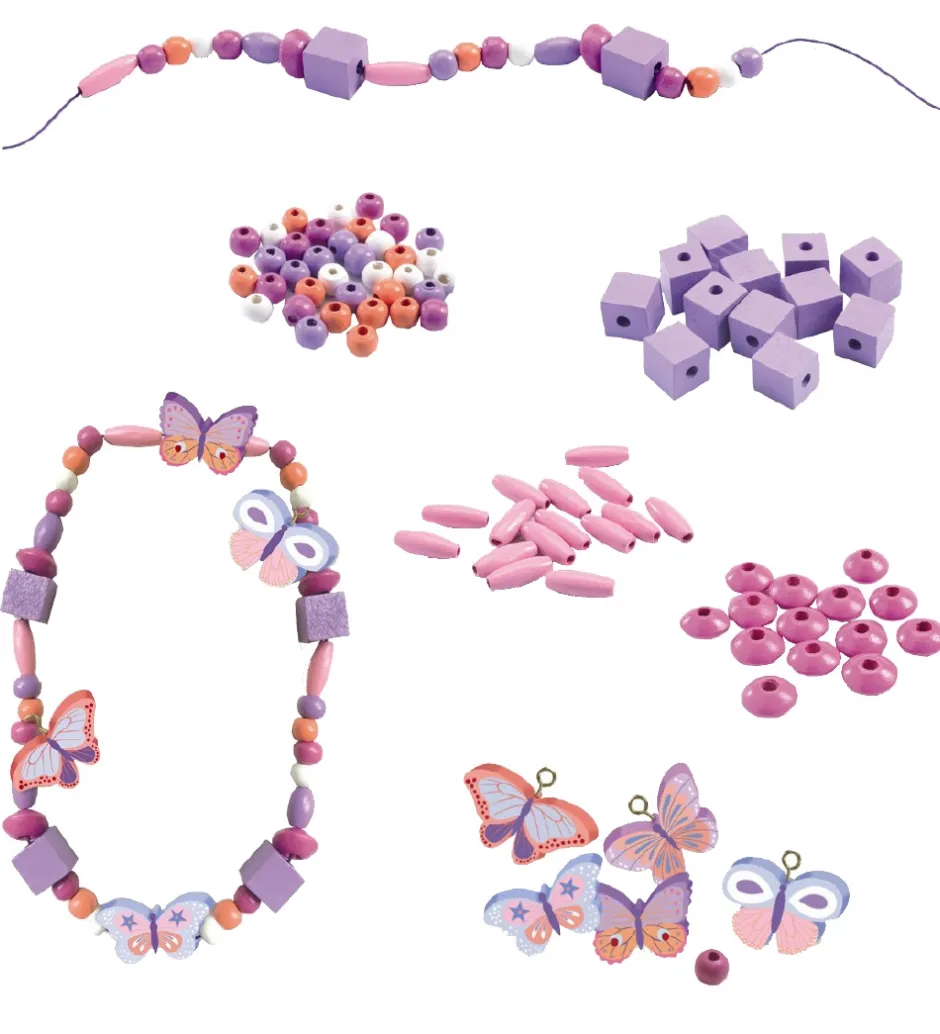 Træperler - 450 stk. - Sommerfugle>Djeco Clearance