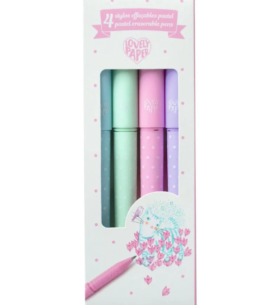 Tusser - 4 Pastel Erasable Pens>Djeco