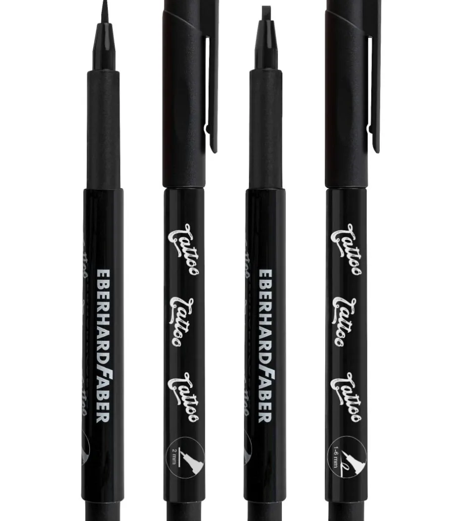 Tattoo Tusch m. Skabeloner - Skinlettering - 4 St>Eberhard Faber Outlet
