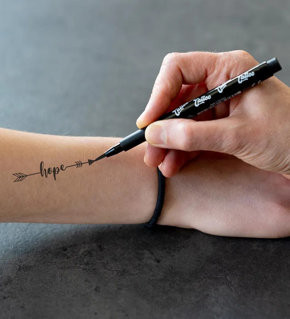 Tattoo Tusch m. Skabeloner - Skinlettering - 4 St>Eberhard Faber Outlet