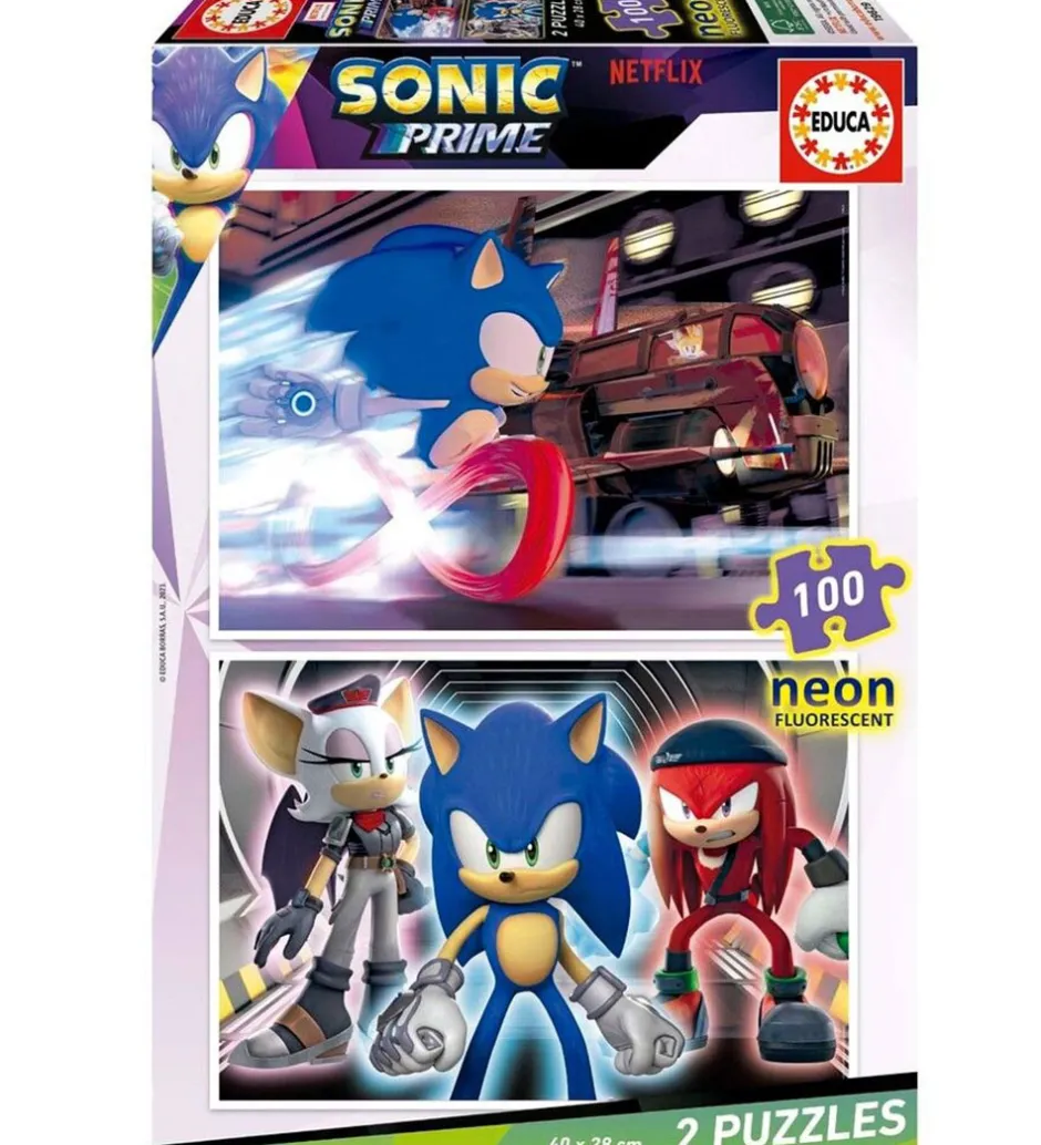 Puslespil - 2x100 Brikker - Sonic Prime Neon>Educa Sale
