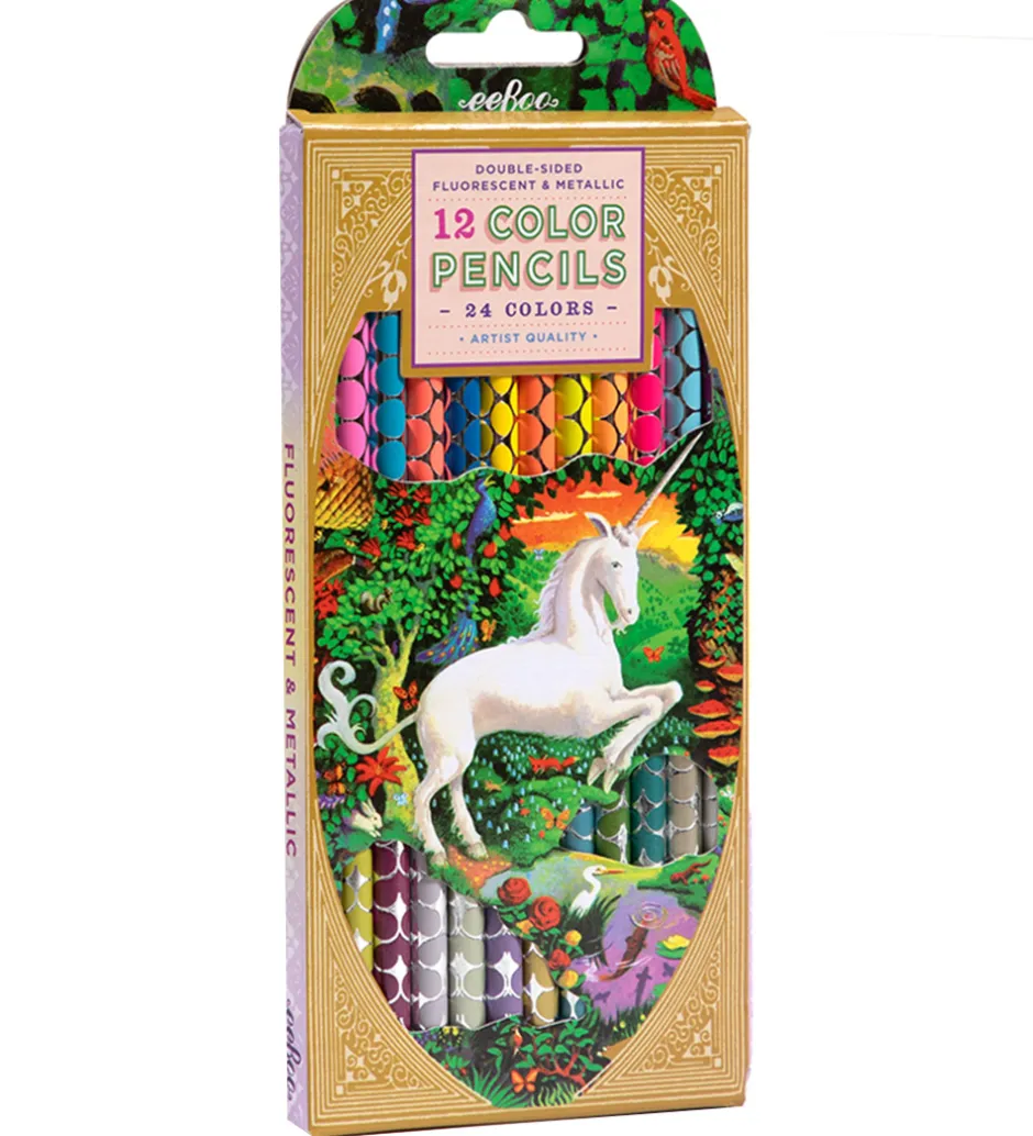 Farveblyanter - 12 Stk. - Neon/Metallic - Unicorn>Eeboo Hot