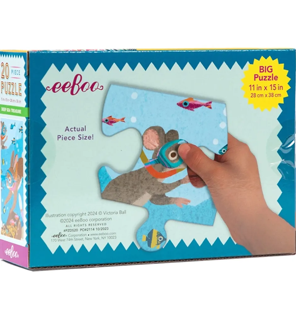 Puslespil - 20 Brikker - 28x38 cm - Dybhavsskat>Eeboo Best
