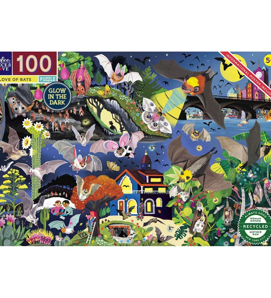 Puslespil - 100 Brikker - 45,7x68,5 cm - Love Of Bats>Eeboo