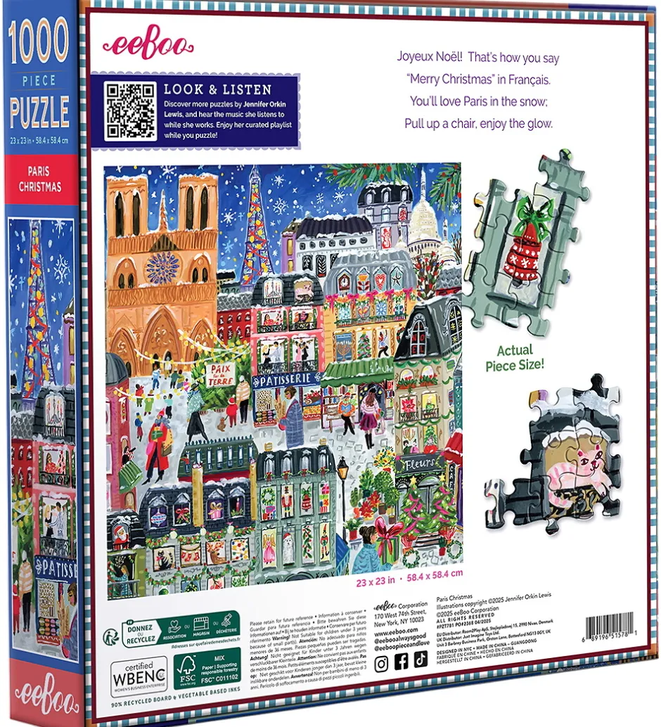 Puslespil - 1000 Brikker - 58,4x58,4 cm - Paris Christmas>Eeboo Outlet