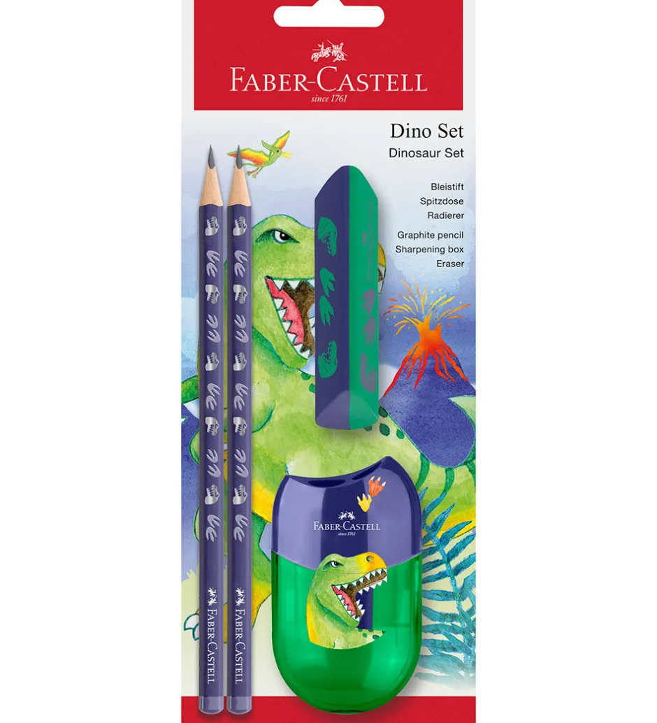 Blyantsæt - Dinosaur - 4 Dele - Blå>Faber-Castell New