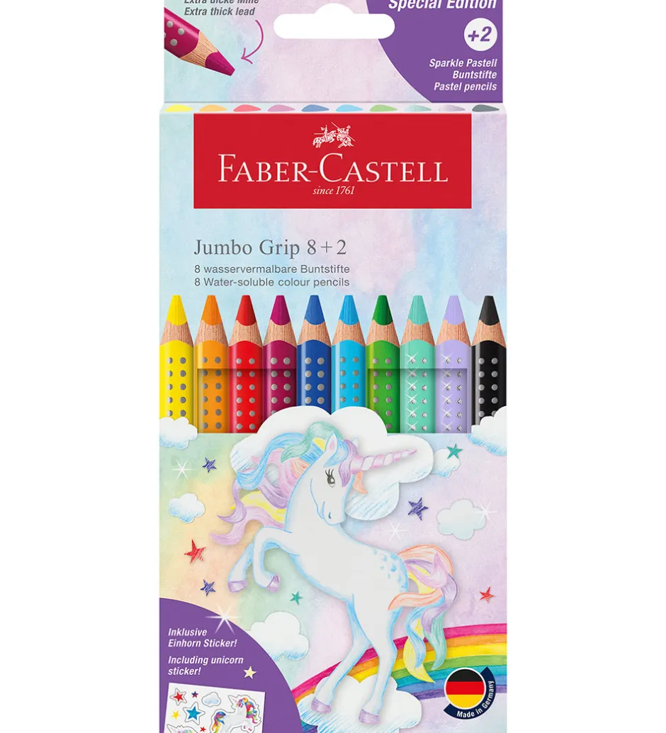 Farveblyanter - Jumbo Grip - Akvarel - 8+2 Sparkle>Faber-Castell Online