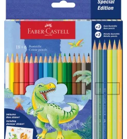 Farveblyanter - 18+6 stk. - Dinosaur Metallic/Neon>Faber-Castell Discount