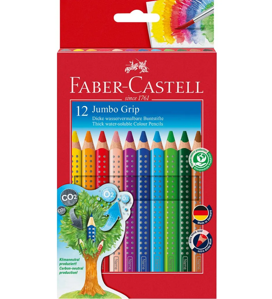 Farveblyanter - Jumbo Grip - Akvarel - 12 stk - Mu>Faber-Castell Hot