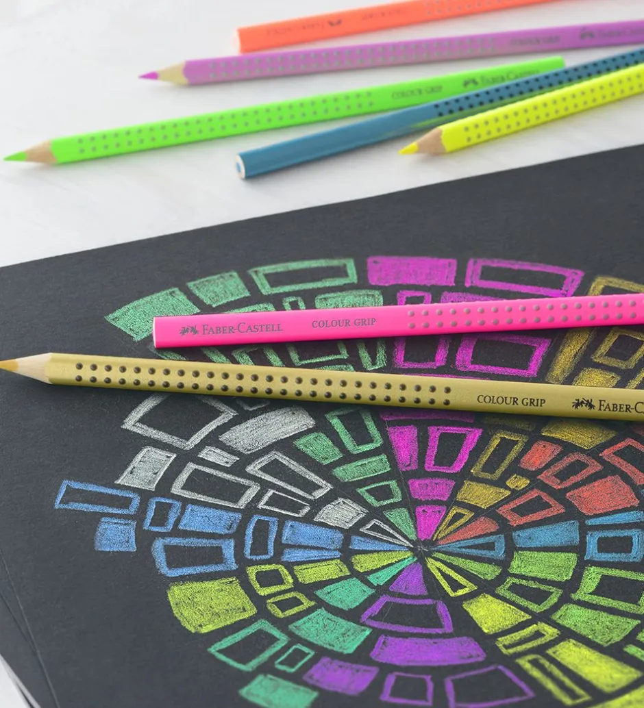 Farveblyanter - Grip - 12 stk - Pastel/Neon/Metall>Faber-Castell Hot