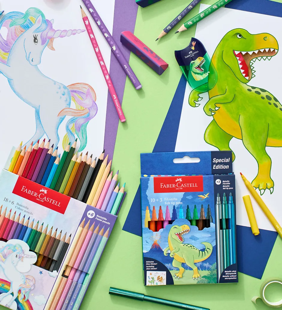 Tuscher - 10+3 stk. - Dinosaur - Metallic>Faber-Castell Sale