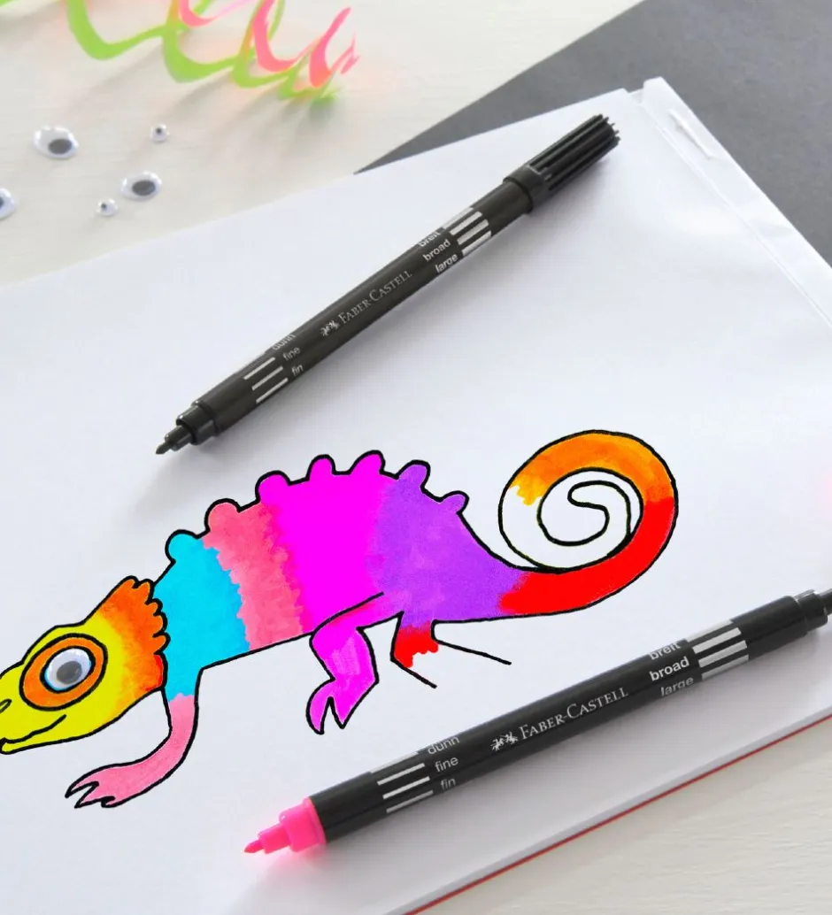 Tuscher - Dobbelt Tyk/Tynd - 10 stk. - Neon>Faber-Castell Clearance