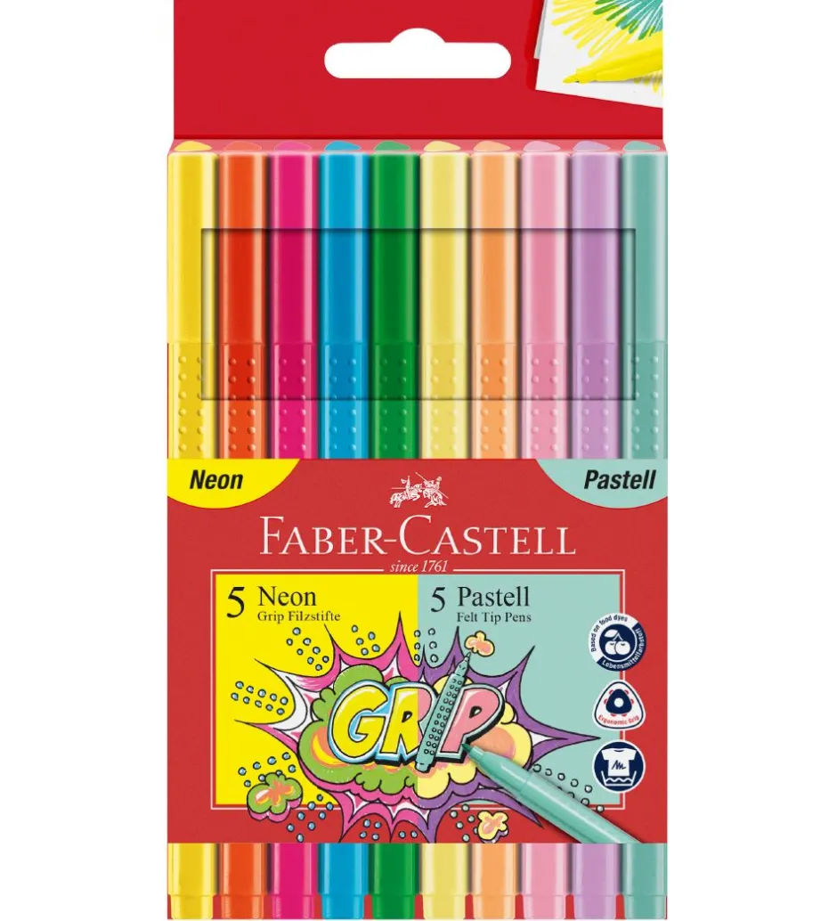Tuscher - Grip - 10 stk - Neon/Pastel>Faber-Castell Outlet