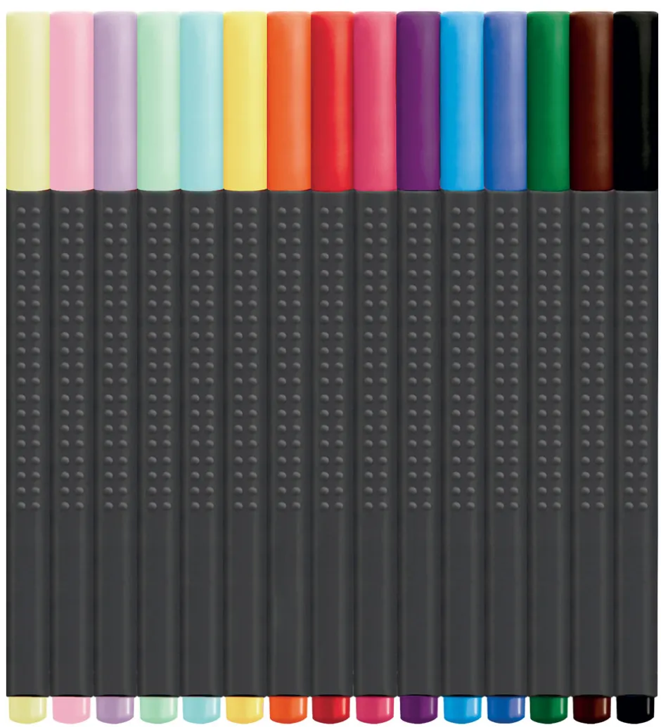 Tuscher - Grip Finepen - 15 stk. - Multi/Pastel>Faber-Castell Discount