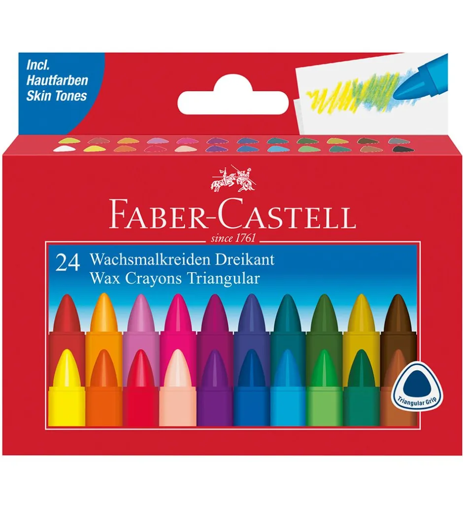 Voksfarver - Trekantet - 24 stk - Multi>Faber-Castell
