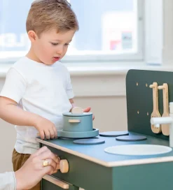 Play Køkkensæt - Gryde og Pande - Greenish/Naturalwood>Flexa Discount