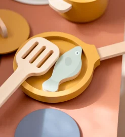 Play Køkkensæt - Gryde og Pande - Mustard/Naturalwood>Flexa