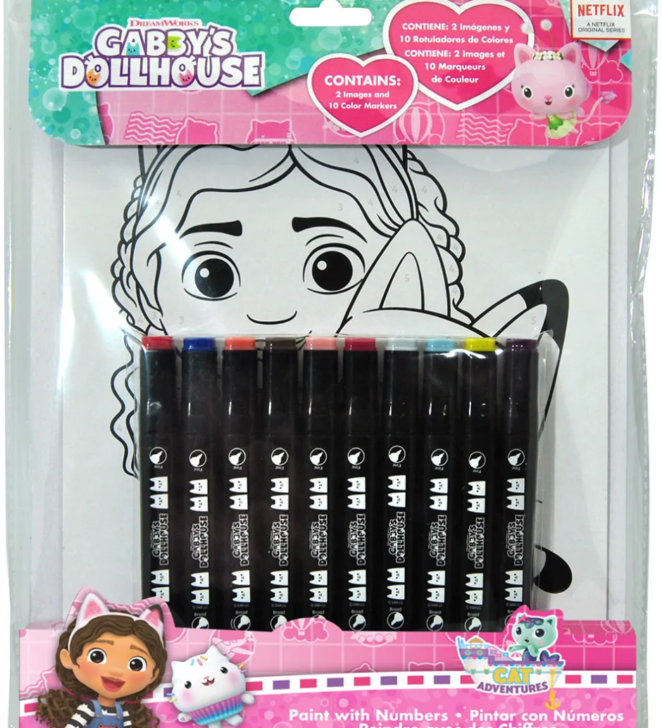 Farvesæt m. 10 Tusser - Farv med Tal>Gabby's Dollhouse Discount