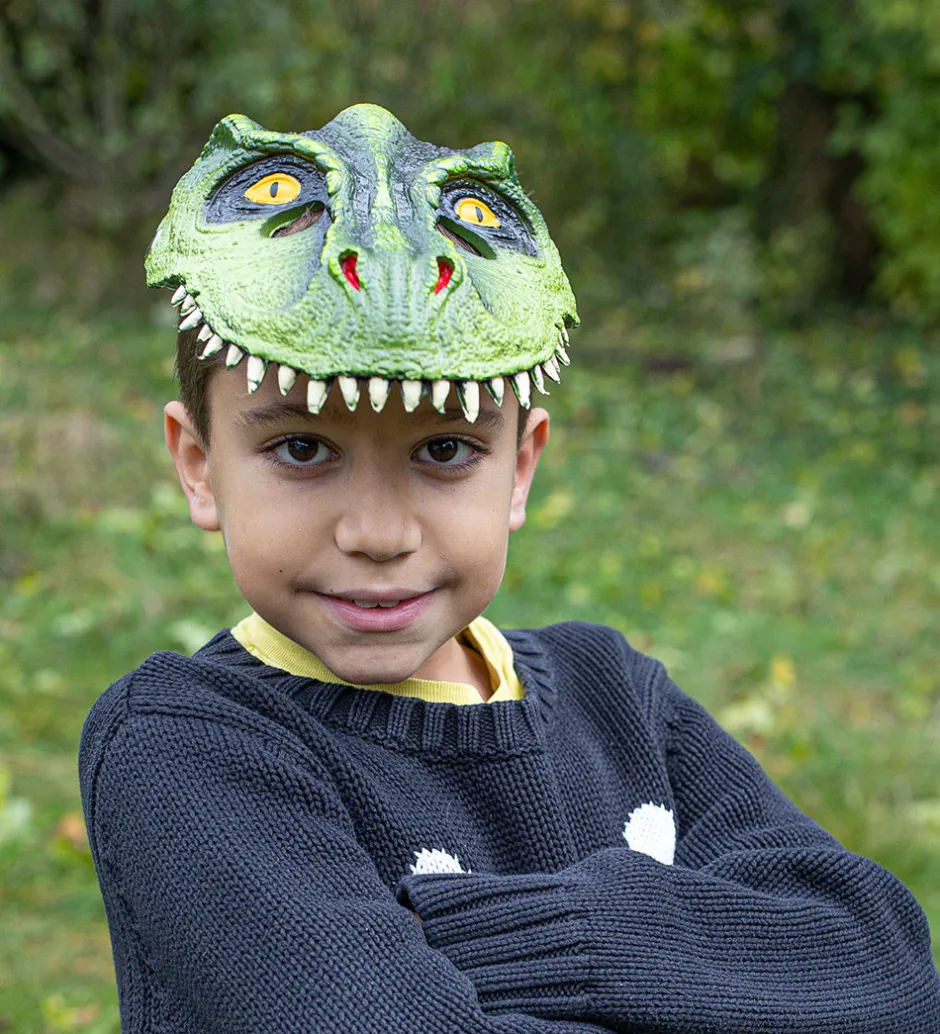 Udklædning - T-Rex Dino Maske - Grøn>Great Pretenders Discount