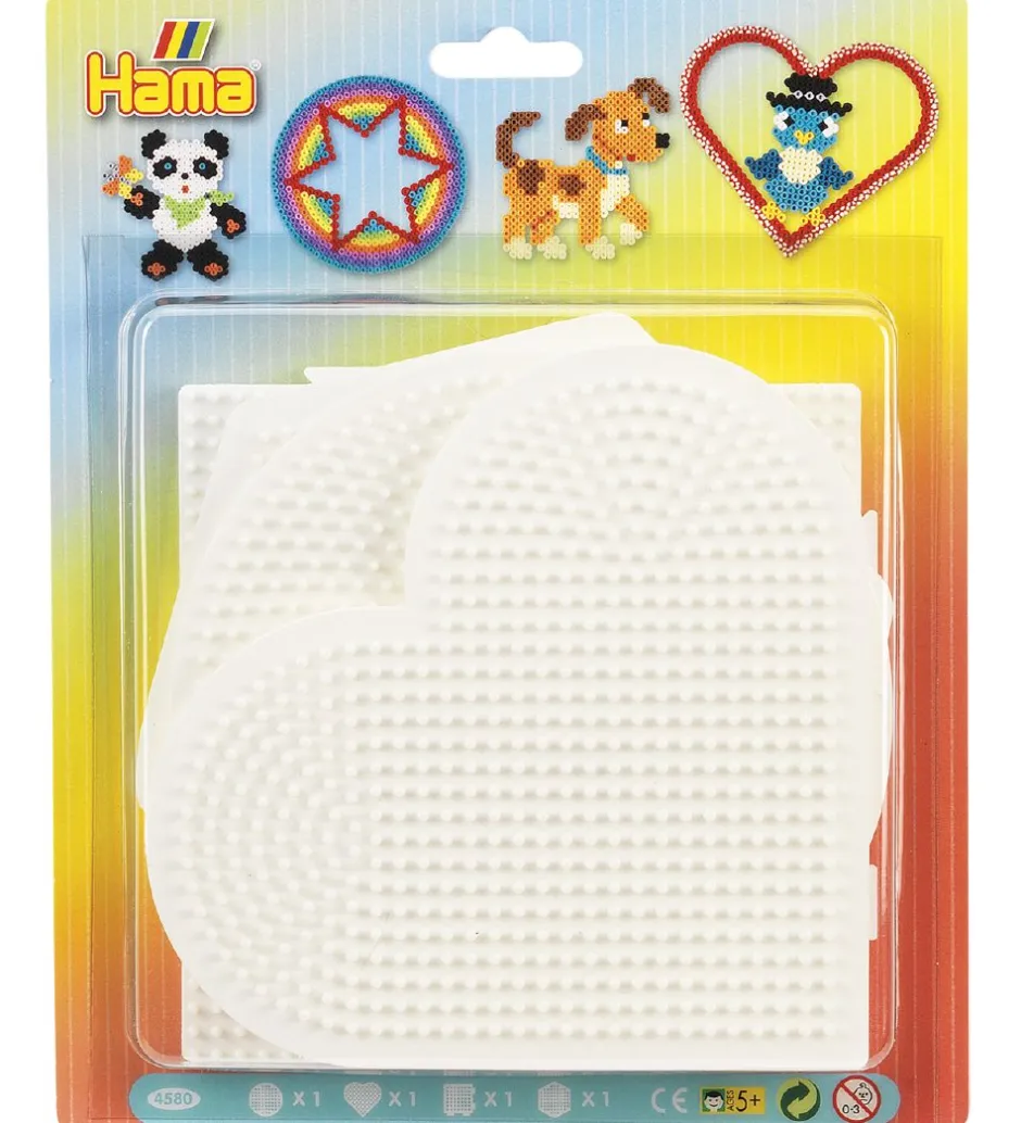Midi Perleplader - 4 stk. - Cirkel/Hjerte/Kvadrat/Sekskant>Hama Online