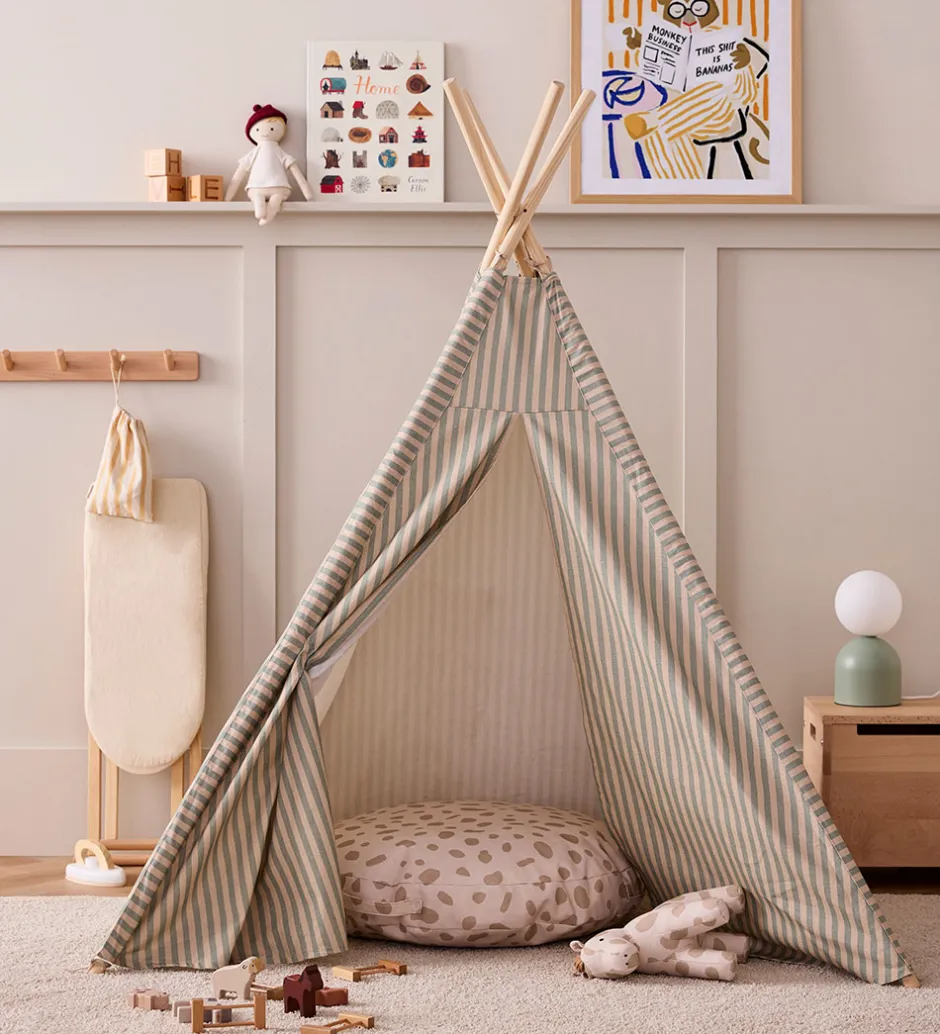 Legetelt - Tipi Stripe - Blå/Hvid>Kids Concept New