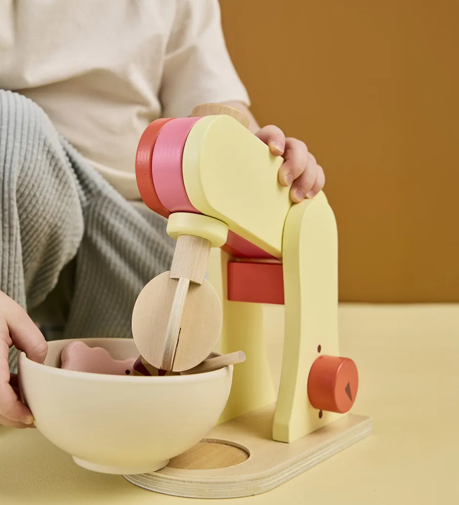 Røremaskine - Træ - 17 cm - Lysegul/Rosa>Kids Concept Online