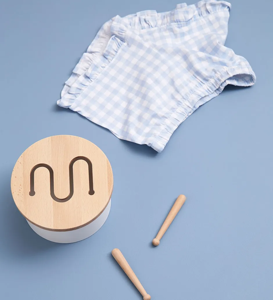 Trælegetøj - Tromme Mini - 16,5 x 9 cm - Hvid>Kids Concept Online