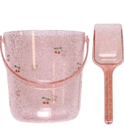Strandsæt - Spand/Skovl - Glitter - Kirsebær>Konges Sløjd Outlet