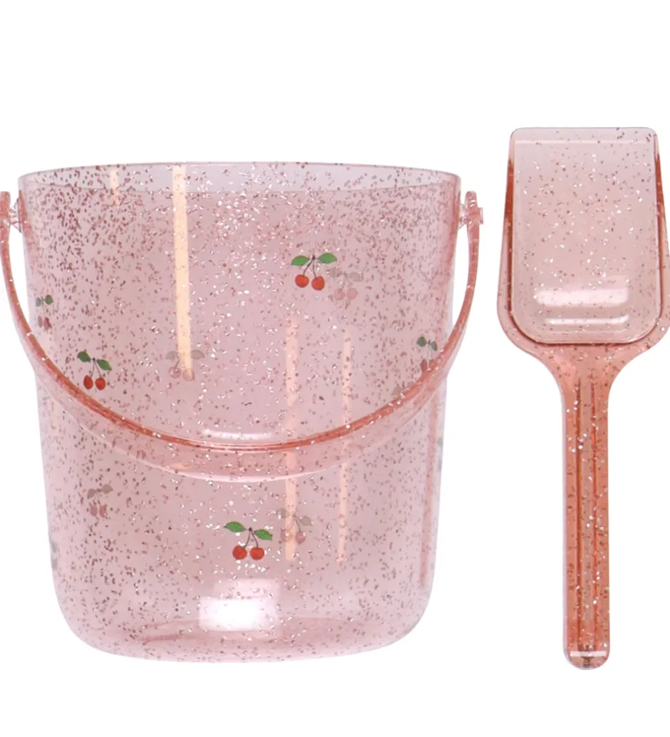 Strandsæt - Spand/Skovl - Glitter - Kirsebær>Konges Sløjd Outlet