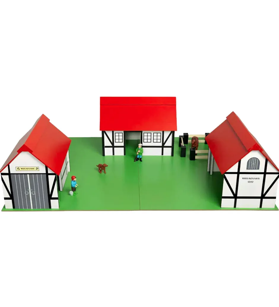 Bondegård - Træ - 77x53 cm - Hvid/Rød>Krea Online