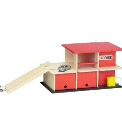 Garage - Træ - 43x24 cm - Rød/Natur>Krea Best