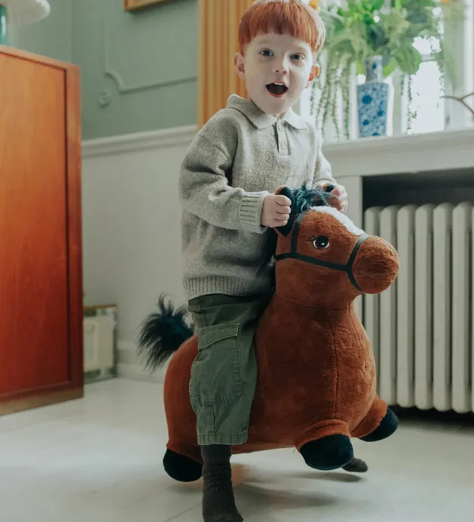 Hoppedyr - Hop & Bounce Plush Horse - Brun>Krea New
