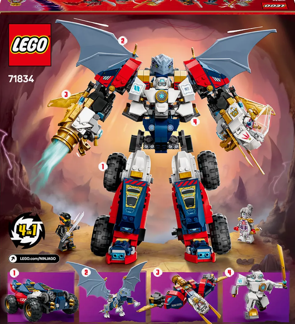Ninjago - Zanes Ultrakombirobot 71834 - 4-i-1 - 1187 Dele>LEGO®