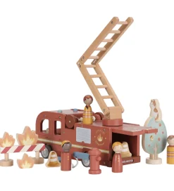 Brandbil m. Træfigurer - Træ - Rød>Little Dutch Discount