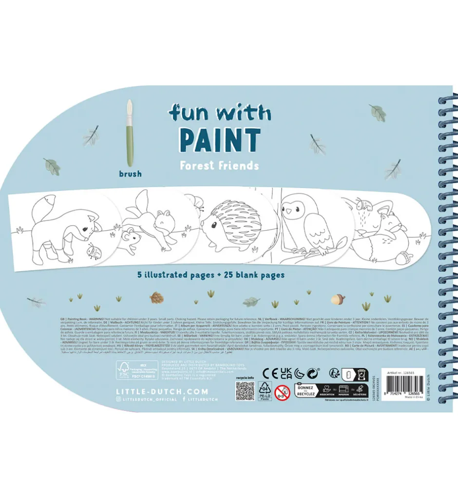 Vandfarve Malebog - Forest Friends>Little Dutch New