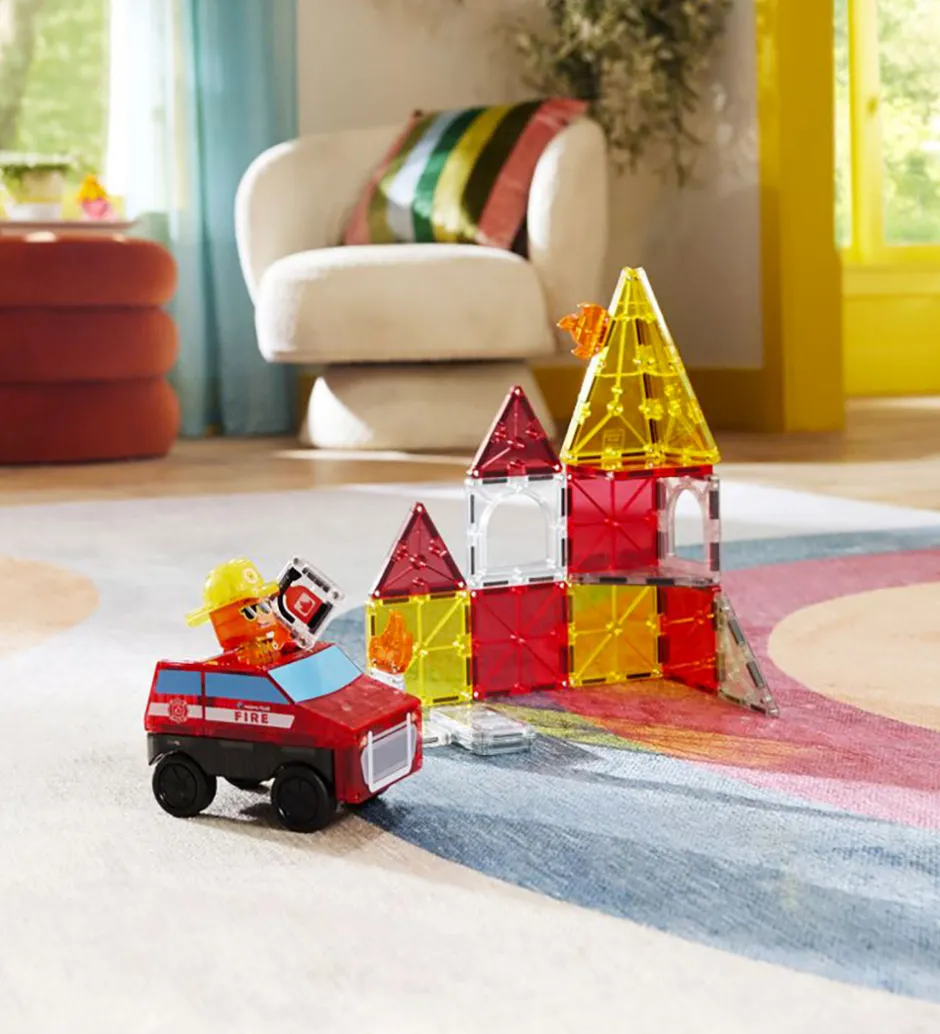 Magnetsæt - 27 Dele - Fire Rescue + MicroMAGS>Magna-Tiles Best