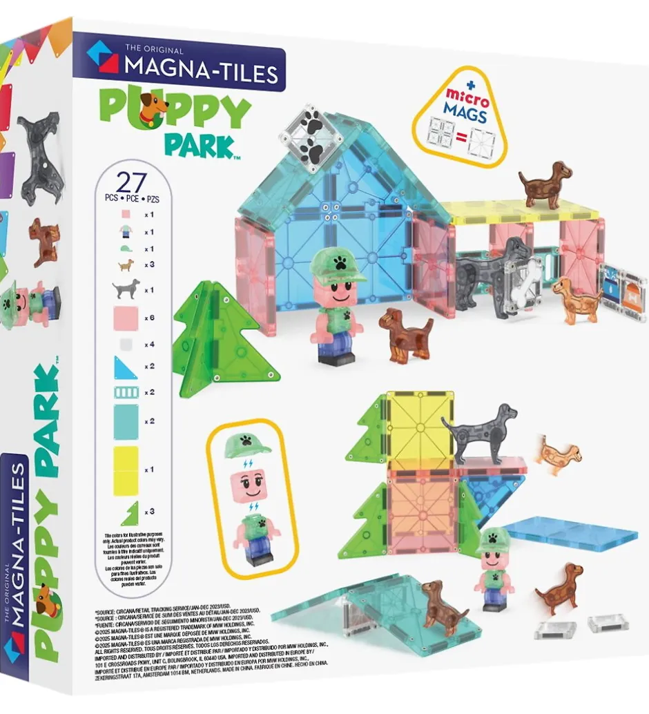 Magnetsæt - 27 Dele - Doggy Daycare + MicroMAGS>Magna-Tiles New
