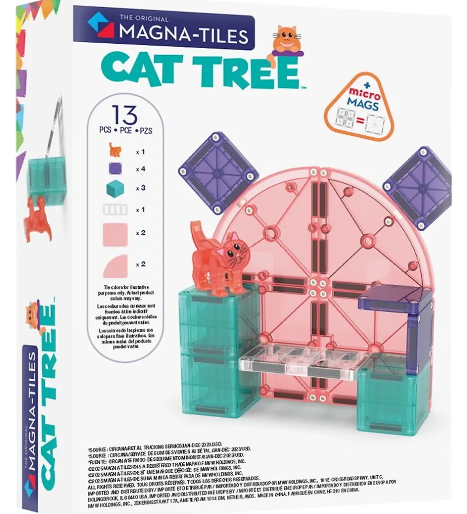 Magnetsæt - 13 Dele - Cat Tree + MicroMAGS>Magna-Tiles Outlet