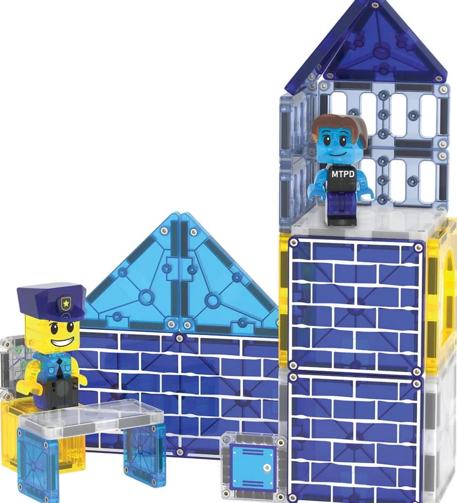 Magnetsæt - 35 Dele - Police Station + MicroMAGS>Magna-Tiles Online