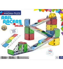 Magnetsæt - 90 Dele - Rail Racer + MicroMAGS>Magna-Tiles Best
